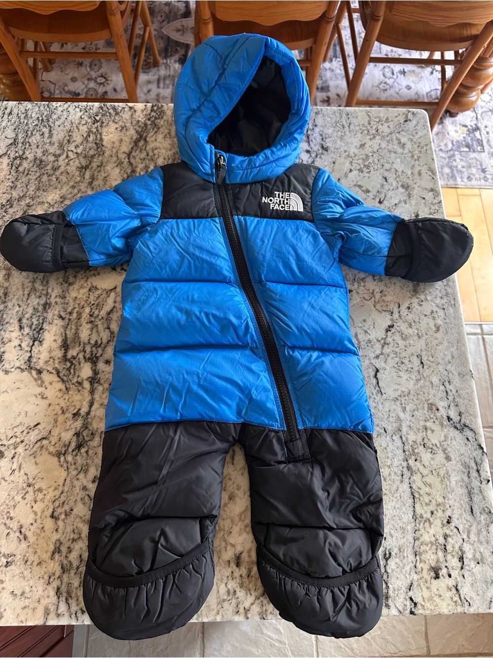 The North Face Blue and Black 3-6m Puffer Bunting